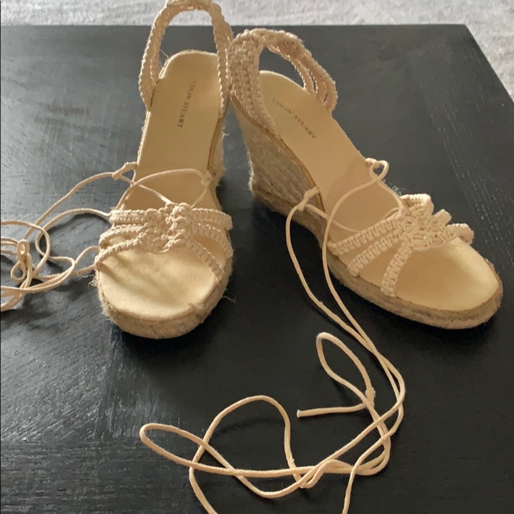 Colin Stuart lace up Espadrille, size 9, cream